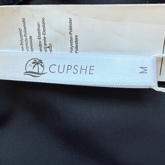 NWT Cupshe Blue Tropical Floral & Black Halter Top One Piece Swimsuit Size M - Picture 8 of 13